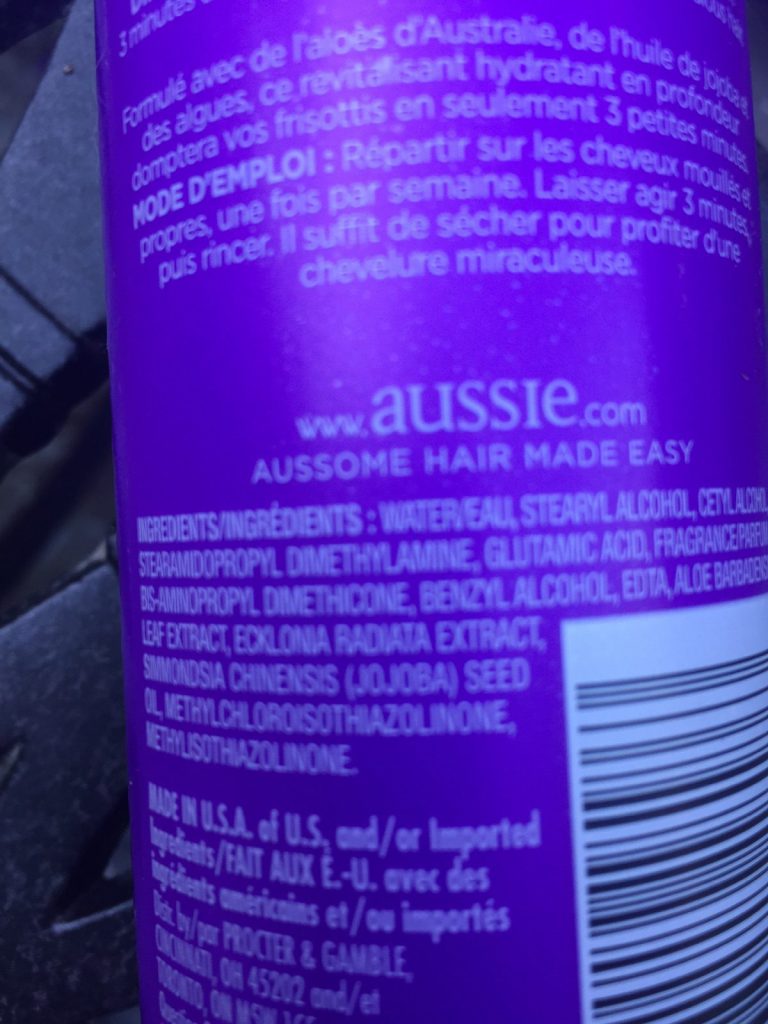 Aussie Smooth three minute conditioner Ingredients