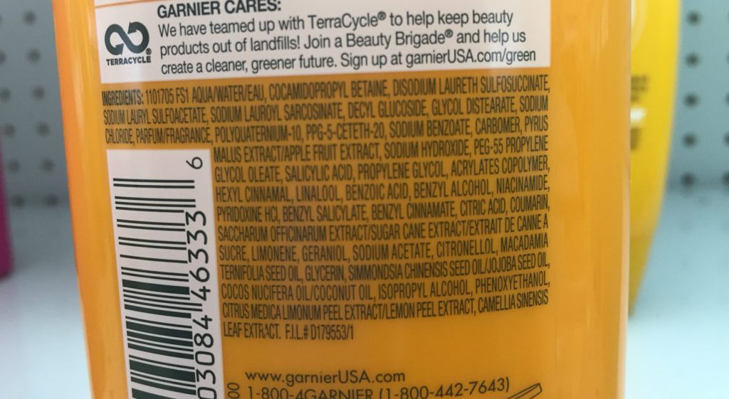 Garnier Curl Nourish shampoo ingredients sodium acetate isopropyl alcohol sodium hydroxide